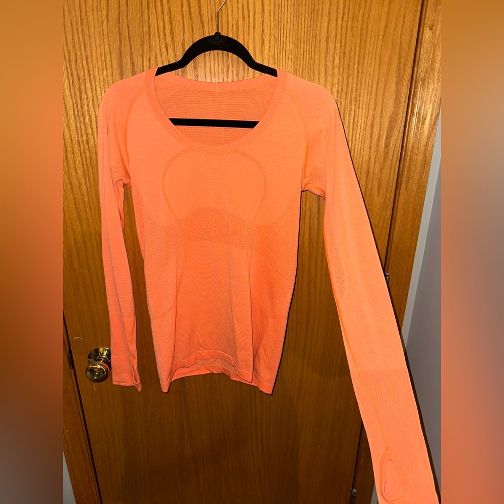 Orange Lululemon Swiftly Long Sleeve